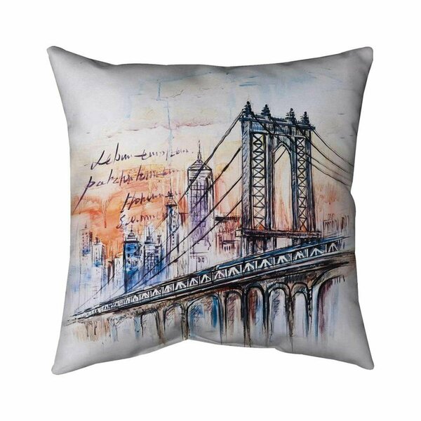 Fondo 26 x 26 in. Bridge Sketch-Double Sided Print Indoor Pillow FO3328120